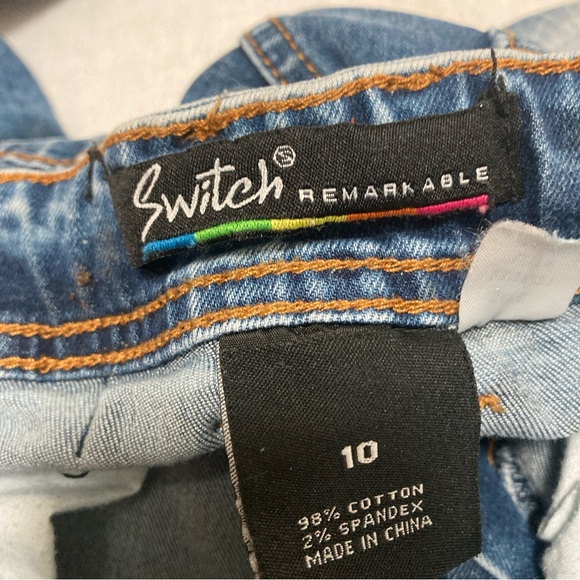 Switch Jeans Remarkable Sz 10 Kids Girls Blue Graffiti adjustable distressed - Picture 9 of 16